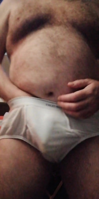Wanking in My White Fruit of the Loom Briefs UK Hairy Stepdaddy Bear