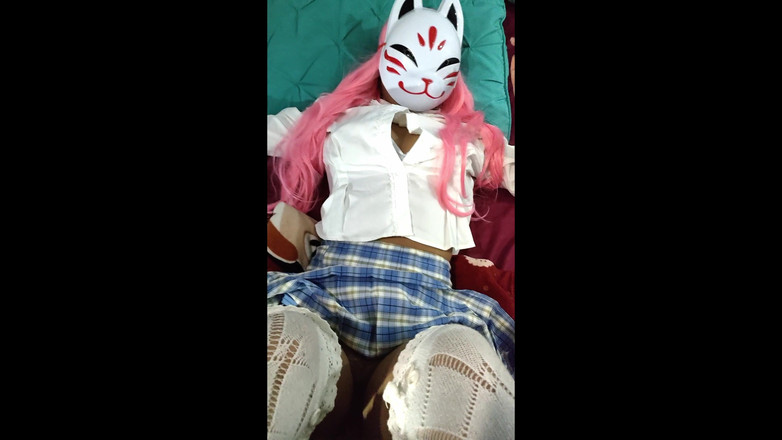 Sweetie Kitsune: Menina com bunda grande vestida de menina leva pau duro
