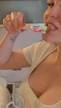 Tooth Brushing with Cum and Pee