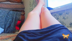 Sweet Shemale Posing in Lace Robe on Soft Bed thumbnail