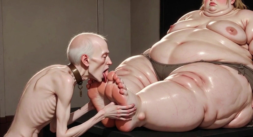 YOUR BEST FANTASY: Thin Slave Boy Licking Huge SSBBW Mistress Soft Feet