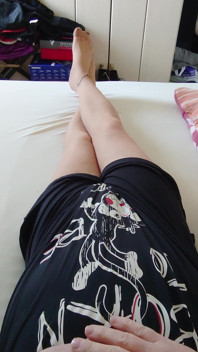 Nylonjunge in the Nightgown and Tights in Bed