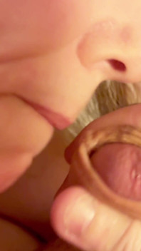 Amateur Wife Blowjob with Pulsating Cum in Mouth and Swallow