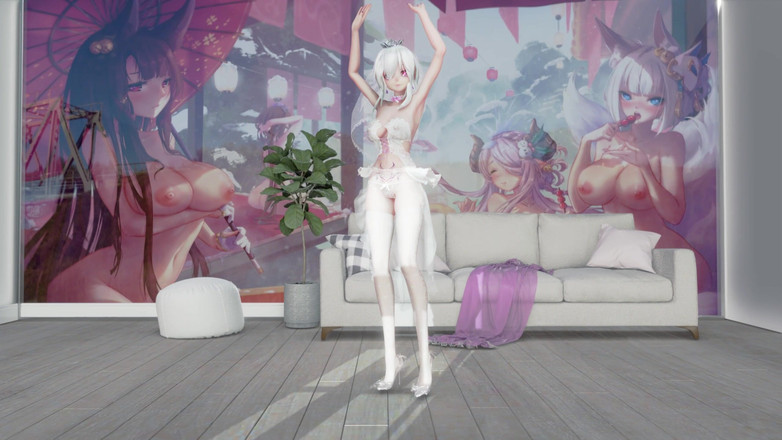 MikuMotion: मैं मुझे सफेद मोज़ा बंद नहीं कर सकता; कामुक शादी की पोशाक; स्ट्रिपटीज़