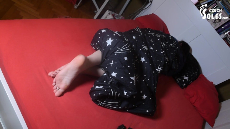 Czech Soles - foot fetish content: Stepmother and stepdaughter cuddly bare feet in bed