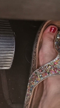 Heavy Traffic Pedal Pumping in Boho Slides: Low-cut Ethnic Dress POV
