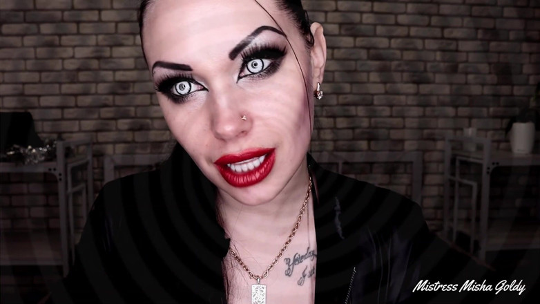 Goddess Misha Goldy: Give your cum and soul to my demonic red lips