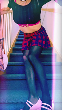 Dirty Crossdresser Teasing You on the Stairs, Down on All Fours Face Down Ass up, Walking in Her Slutty Pink Heels up and Down!
