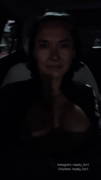 Showing Her Tits in the Car