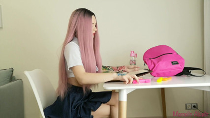 Marcelin Abadir: College girl masturbating with pink toy