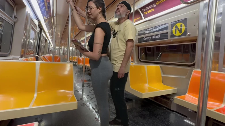 Gabi SweetCouplesStories: Student Girl Gets Cum on New York Subway Train.