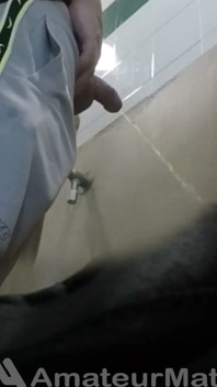 Amateur Str8 Boy Caught Peeing at Public Toilet Urinal