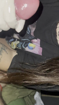 Latina Slut Giving a Handjob in Tigth Latex Gloves