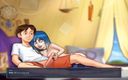 Hentai World: SummerTime Saga - одноклассница с синими волосами юная Eve принимает мою повара