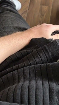 Lunch Break - Hot Stepdaddy Rubs His Fat Cock Through White Calvin Klein