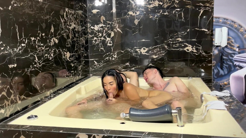 Allison Sweet: Two Cocks Fuck Me in the Jacuzzi, Until They Cum...