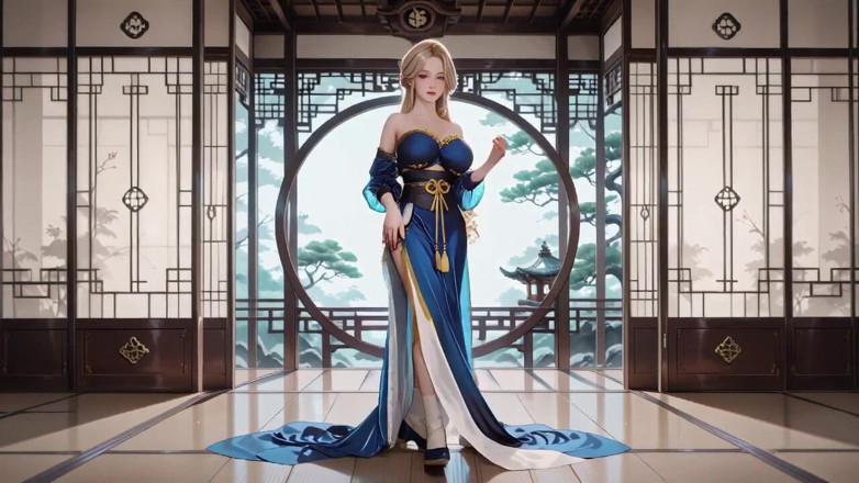 Tay Swift X: 실크의 금발 여신! 햇살이 내리쬐는 일본 복도에서 게으른 산책, 무릎을 꿇고 눈가리개, 가슴을 방목하는 손끝