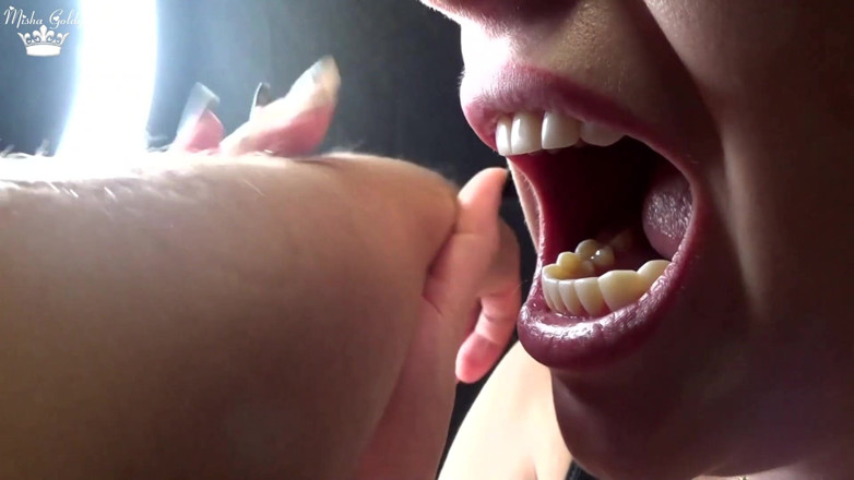 Goddess Misha Goldy: Hard Biting of Male Fingers and Arm Film 3 Mouth and...