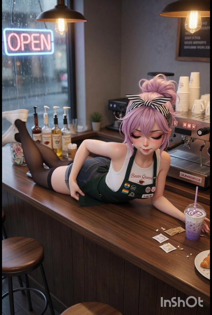 Wertstofsamler: Barista ตัวเล็กเซ็กซี่สุดฮอตกําลังรอลูกค้าของเธอ, ช่วยตัวเอง