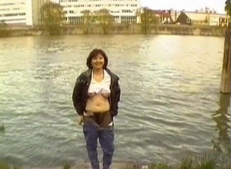 European Classics: Hairy mature is blowing two big peckers outdoors
