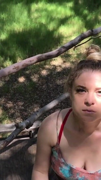 MILF helps her stepson cum in his treehouse