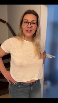 Going to Frankfurt Now Without a Bra and with a Sheer Top