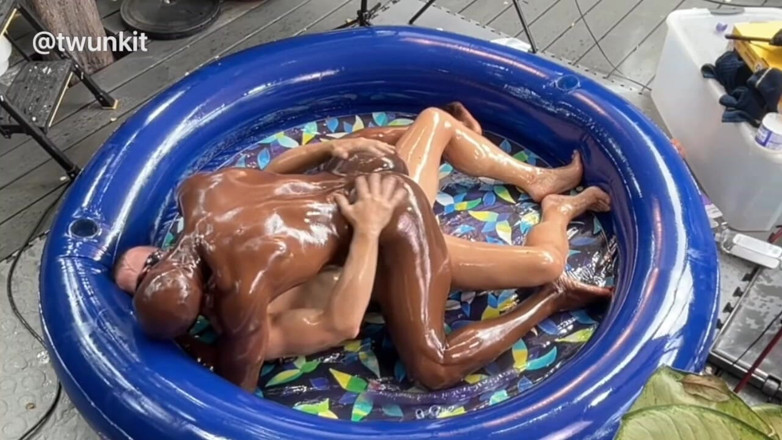 twunkitXXX: Interracial Bareback Oil Wrestling &amp; Fucking