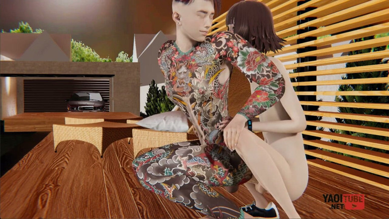 Yaoitube: Yaoi - Lelaki Dengan Tubuh Bertatu Sepenuhnya Dikongkek Oleh Twink