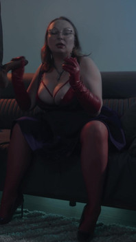 Spitting Blowjob Smoking MILF - Dominant Bitch in Glasses & Leather Gloves Edges & Bites Cock