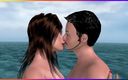 Animated porn: 3D动画性爱视频 - 一对美丽的夫妇站在海盗船的边缘，享受亲吻和摩擦等乐趣