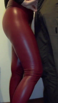 Big Cumshot on Tight Leather Pants