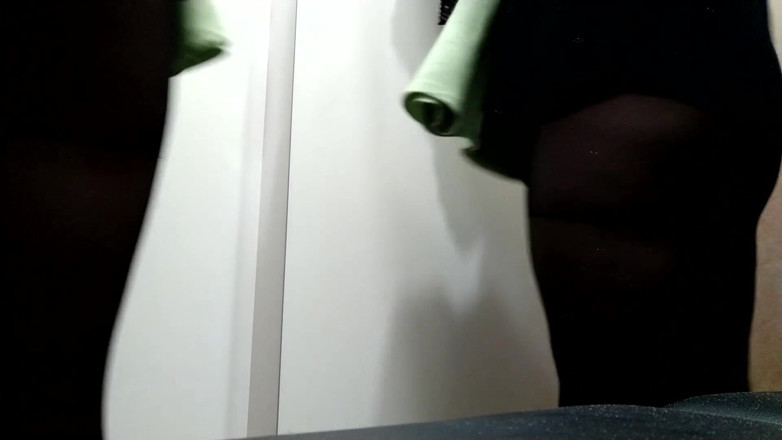Elena: My fat ass in pantyhose is back in the fitting...