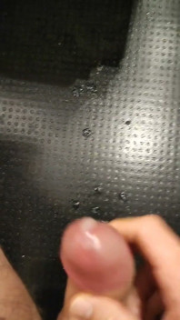 Moaning as I Squirt My White, and Thick Cum All Over the Floor with My Thick, Shaved, Cock