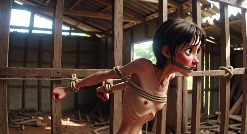 YOUR BEST FANTASY: Extremely Skinny Girl in Bondage - Desperate in Brazilian Construction Site