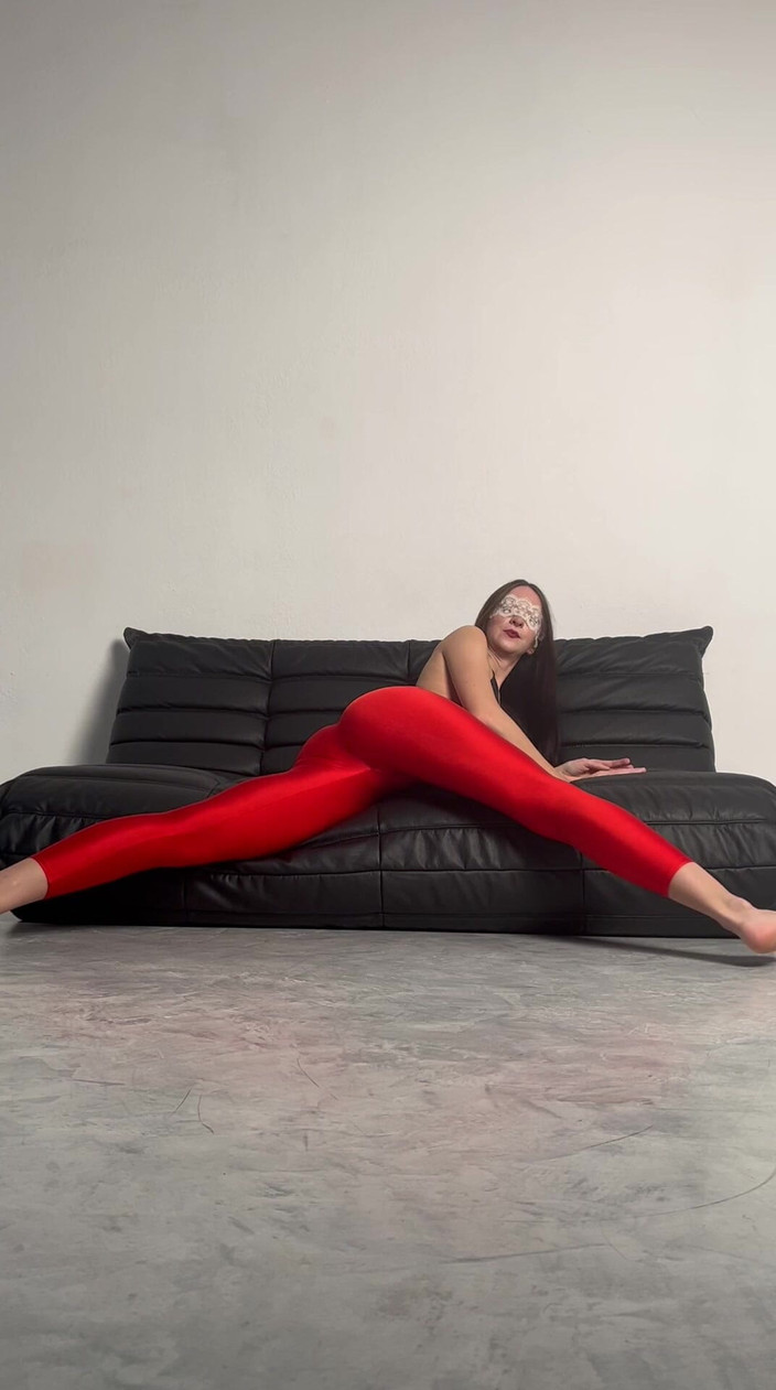 Skinny_lady69: Jóga-červené Nylon Shine legíny