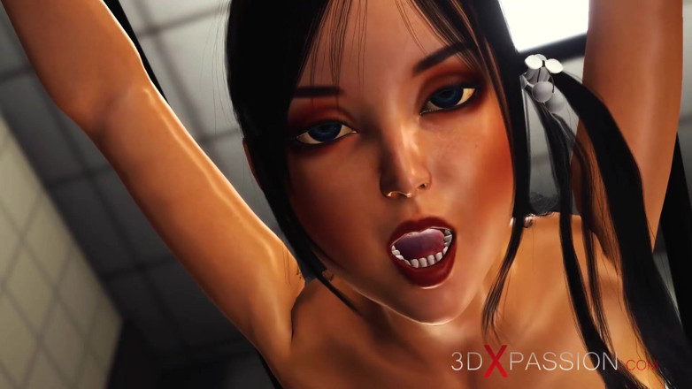 3dxpassion: Crazy chef bangs a sexy cuffed brunette with many boobs...