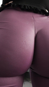 Holy Ass! Jiggly Bubble Butt Latina in Tight Purple Leggings!