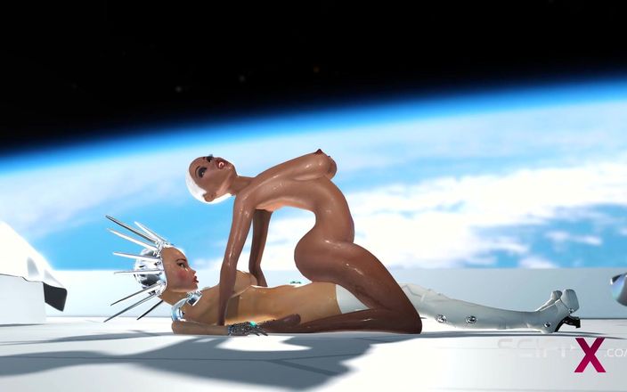 SciFi-X transgender: 超セクシーなアンドロイドdickgirlは宇宙船で熱い黒檀をファック