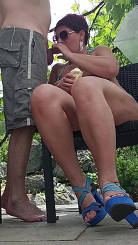 A Beautiful Azerbaijani Woman in a Bikini Licked Ice Cream and Got Cum on Her Face.