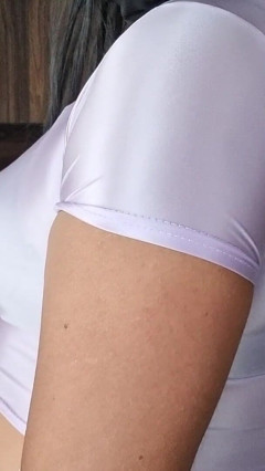 Beautiful and Sexy Sheer Spandex Top and Black Bra with Pointy Tits