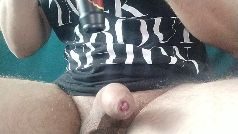 Hot guy solo: Gay moaning and shaking while cumming inside a fake pussy .