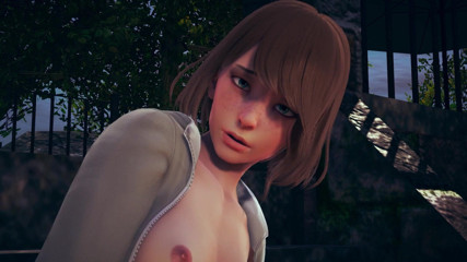Waifu club 3D: Max masturbates her pussy in the back garden