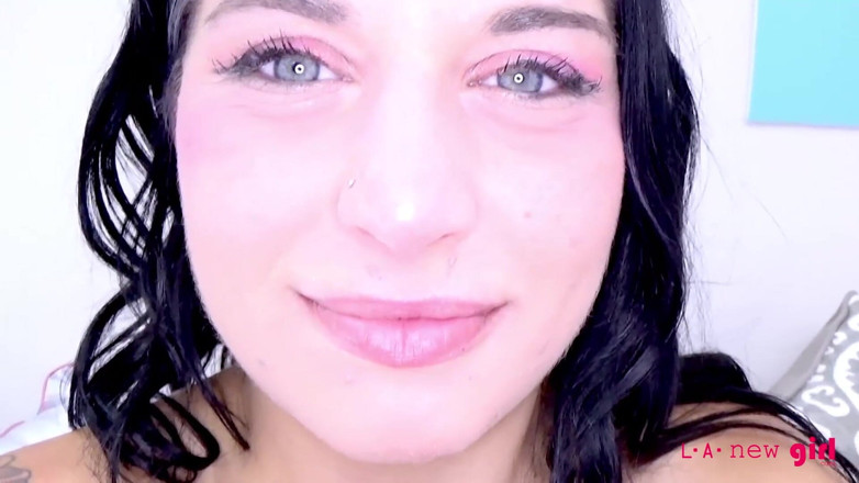L.A. New Girl: Brunette tries porn for first time - gets fucked &amp; swallows