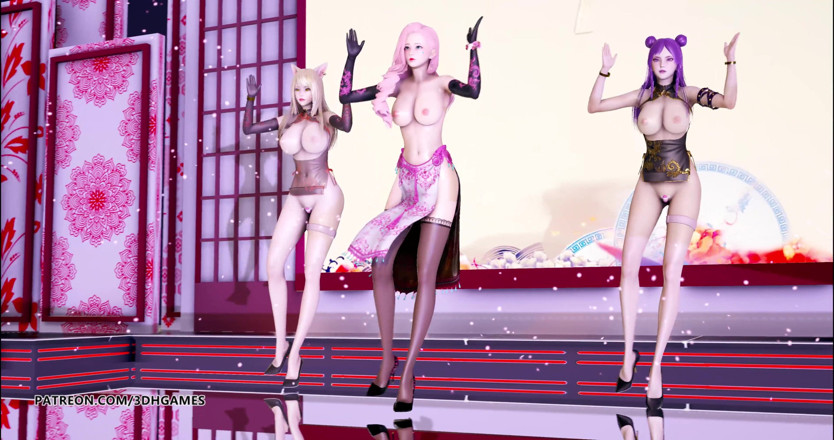 3D-Hentai Games: Tougen Renka - Striptiz Ahri Kaisa Seraphine gorący taniec erotyczny