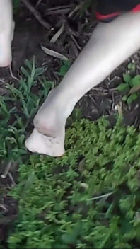Creeping on Dirty Bare Feet Outdoors