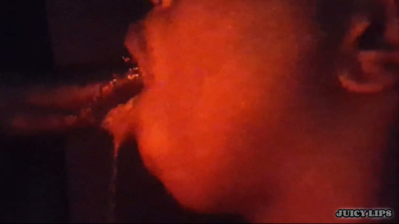 It get sloppy here: Juicy Lips-brings Him to the Red Room to Sloppily Deepthroat...