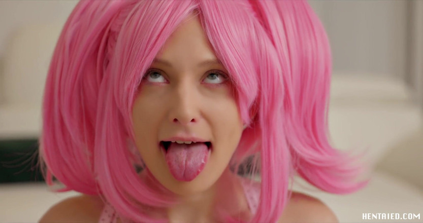 Hentaied: Echte hentai - in poesje camera Ahegao bukkake