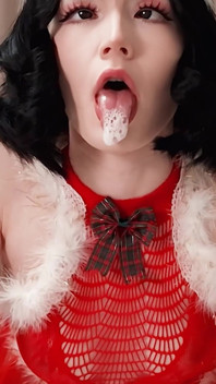Neko Girl with Short Hair and Unshaved Pussy Is Happy to Fuck and Get Cum in Her Mouth on Christmas