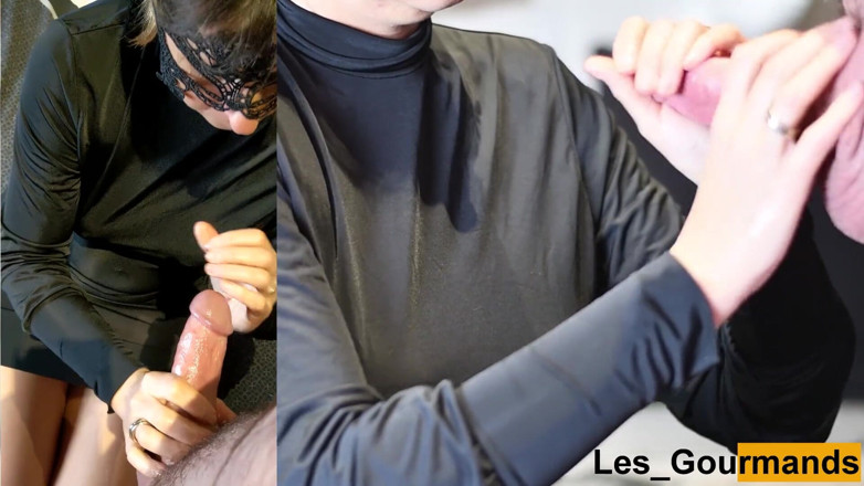 Les Gourmands: MILF sucks in black dress and gets cum on face