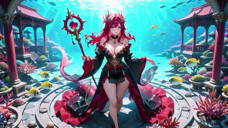 Tay Swift X: Forbidden Feast in the Underwater Palace, Black and Red Kimono...